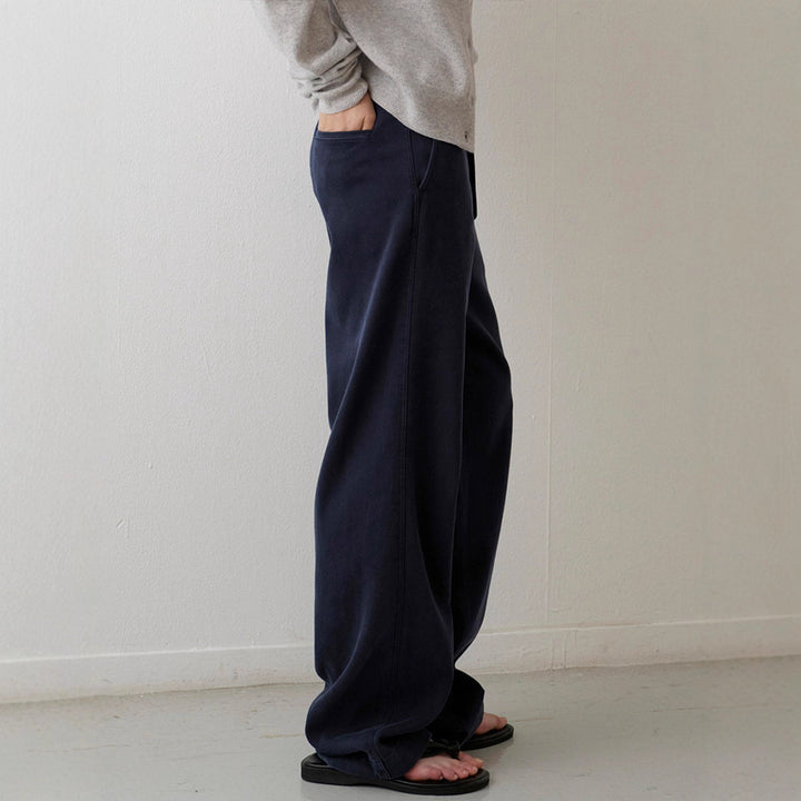 Damen weite Denim-Hose mit hohem Bund Drune