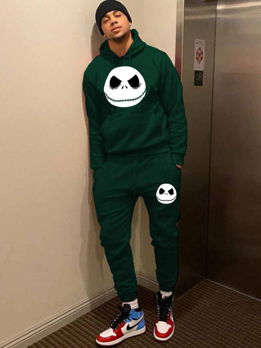 Damen Sportliches Hoodie- und Jogginghose-Set mit Jack Skellington-Motiv Drune
