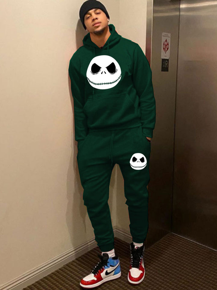 Damen Sportliches Hoodie- und Jogginghose-Set mit Jack Skellington-Motiv Drune