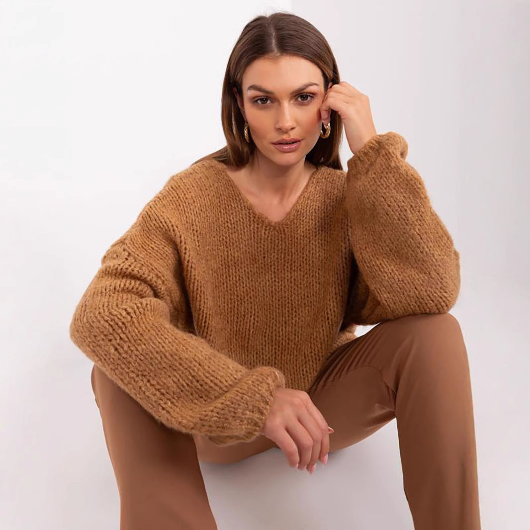 Damen Grobstrickpullover mit oversized Schnitt und weiten Ärmeln Drune