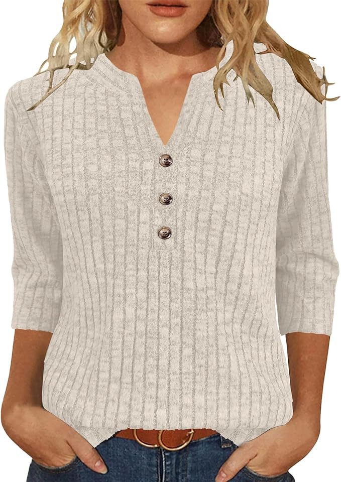 Damen Strickpullover mit dekorativem Knopfverschluss und modernem Rippenmuster Drune
