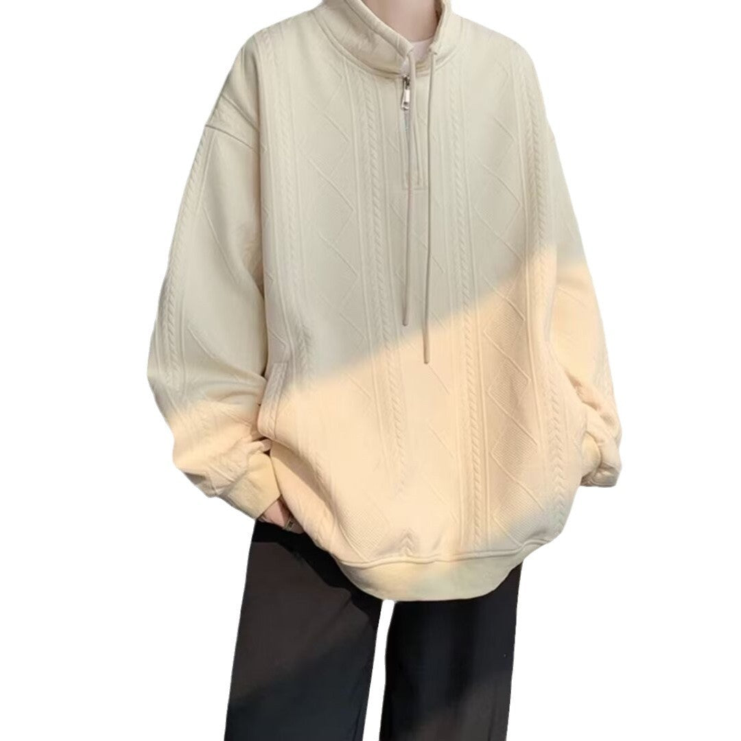 Damen lässiger Pullover mit modernem Stehkragen und Ringelzug Drune