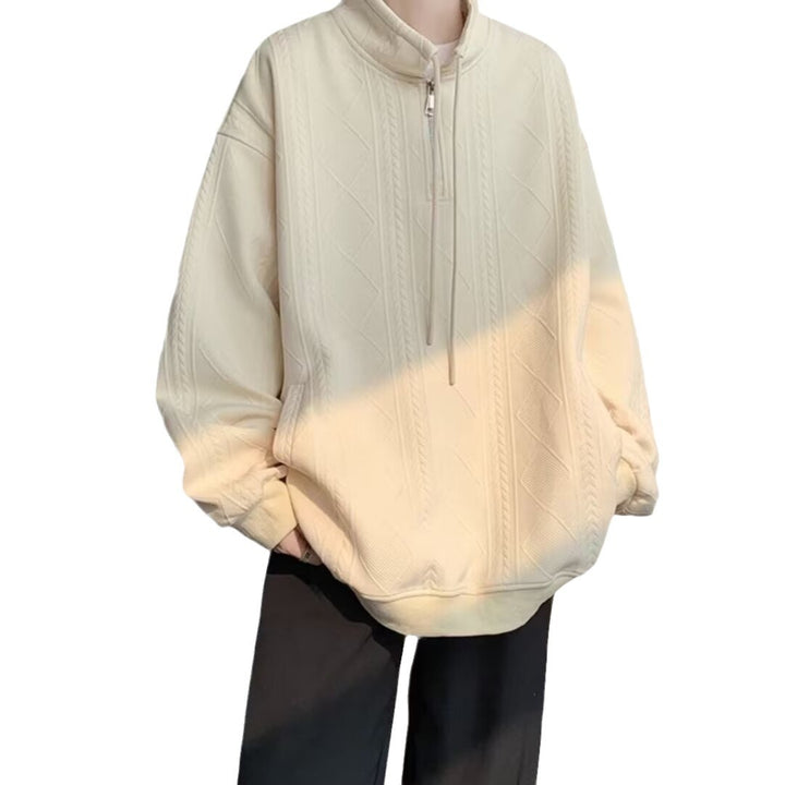 Damen lässiger Pullover mit modernem Stehkragen und Ringelzug Drune