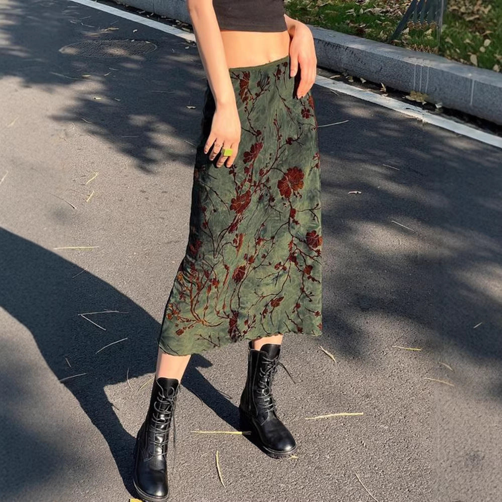 Damen Maxirock mit floralem Druck und elegantem Schnitt Drune