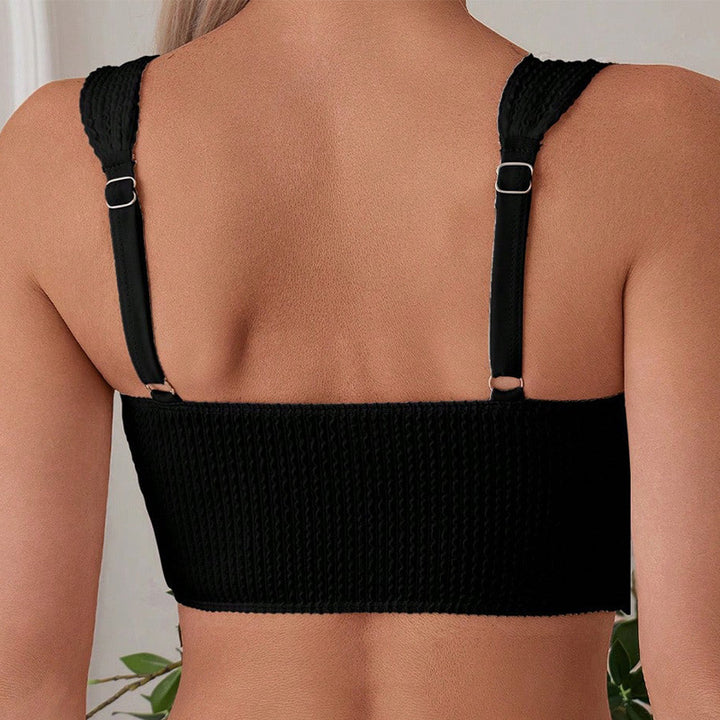 Damen Hochgeschnittener Bikini mit Struktur und breiten Trägern Drune