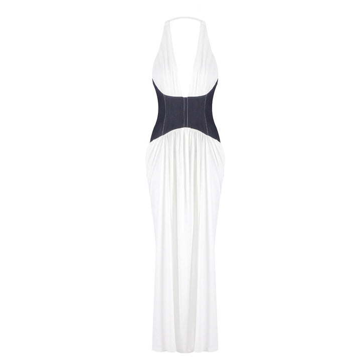 Damen Elegantes Maxi-Kleid mit tiefem V-Ausschnitt und figurformendem Oberteil Drune