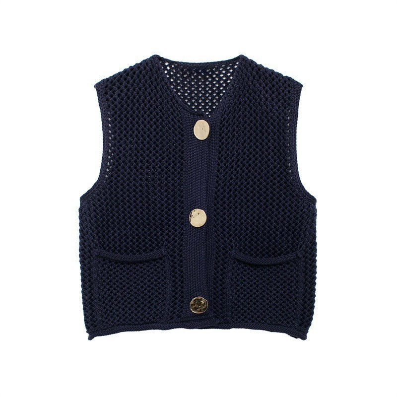 Damen Strickweste mit Knopfdetails und praktischen Taschen Drune