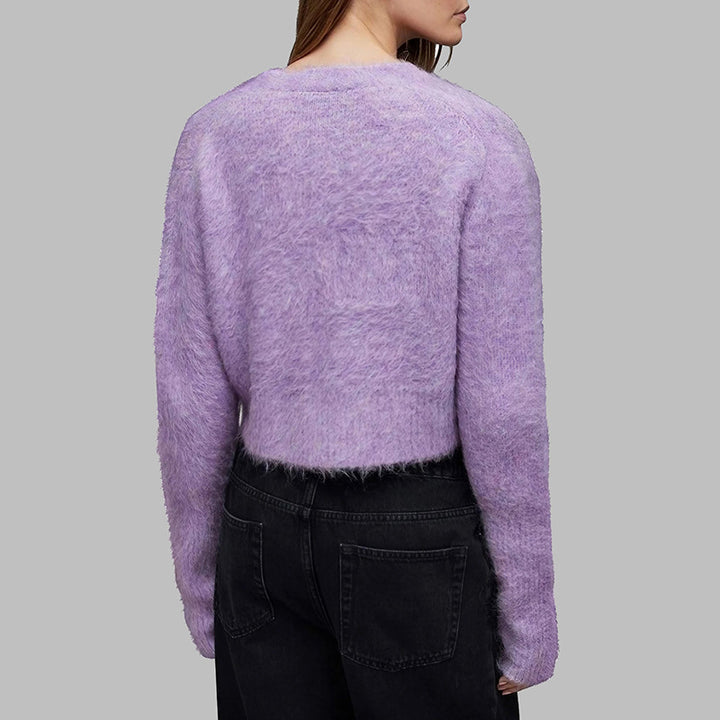 Damen Kurzarm Strickjacke mit weichem Fleece-Design Drune