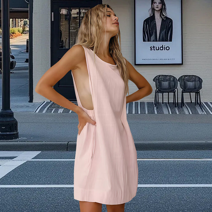Damen Freizeit-Langarmkleid mit lockerem Schnitt und tiefem V-Ausschnitt Drune