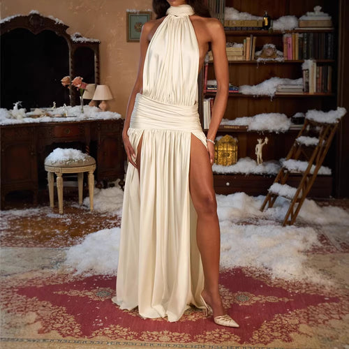 Damen Elegantes Maxikleid mit schulterfreiem Design und Rüschendetails Drune