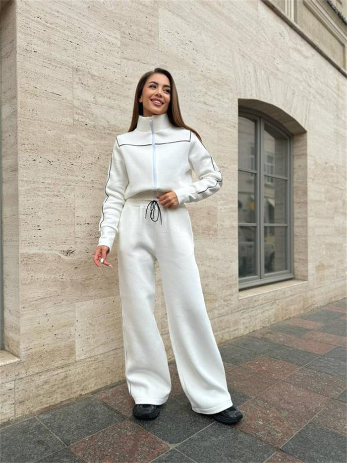 Damen Sportliches Sweat-Set mit hohem Kragen und weitem Schnitt Drune