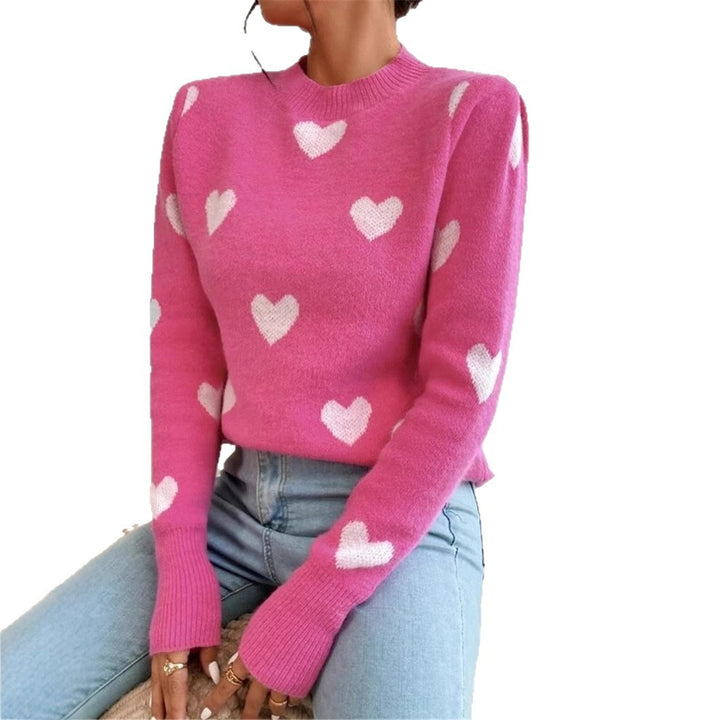 Damen gemütlicher Pullover mit Herzmuster Drune
