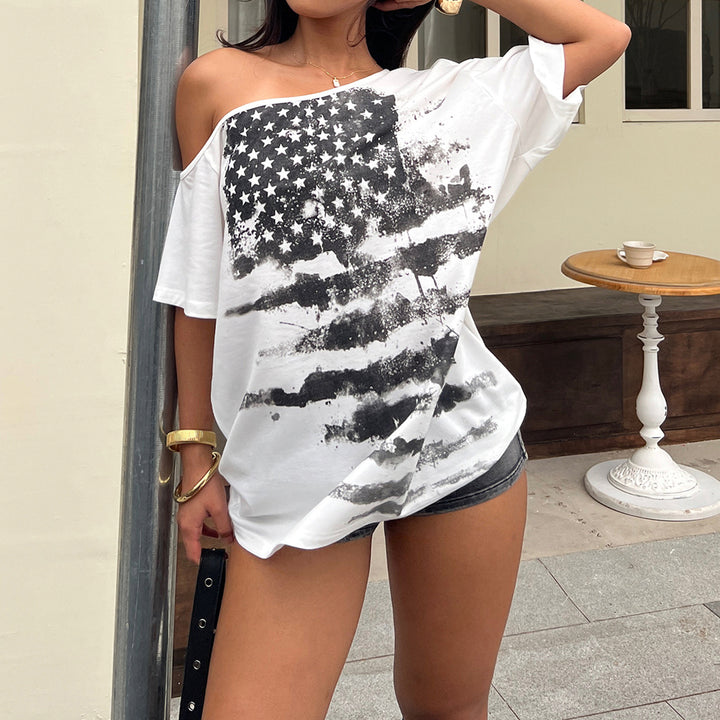 Damen lässiges T-Shirt mit grafischem Print Drune