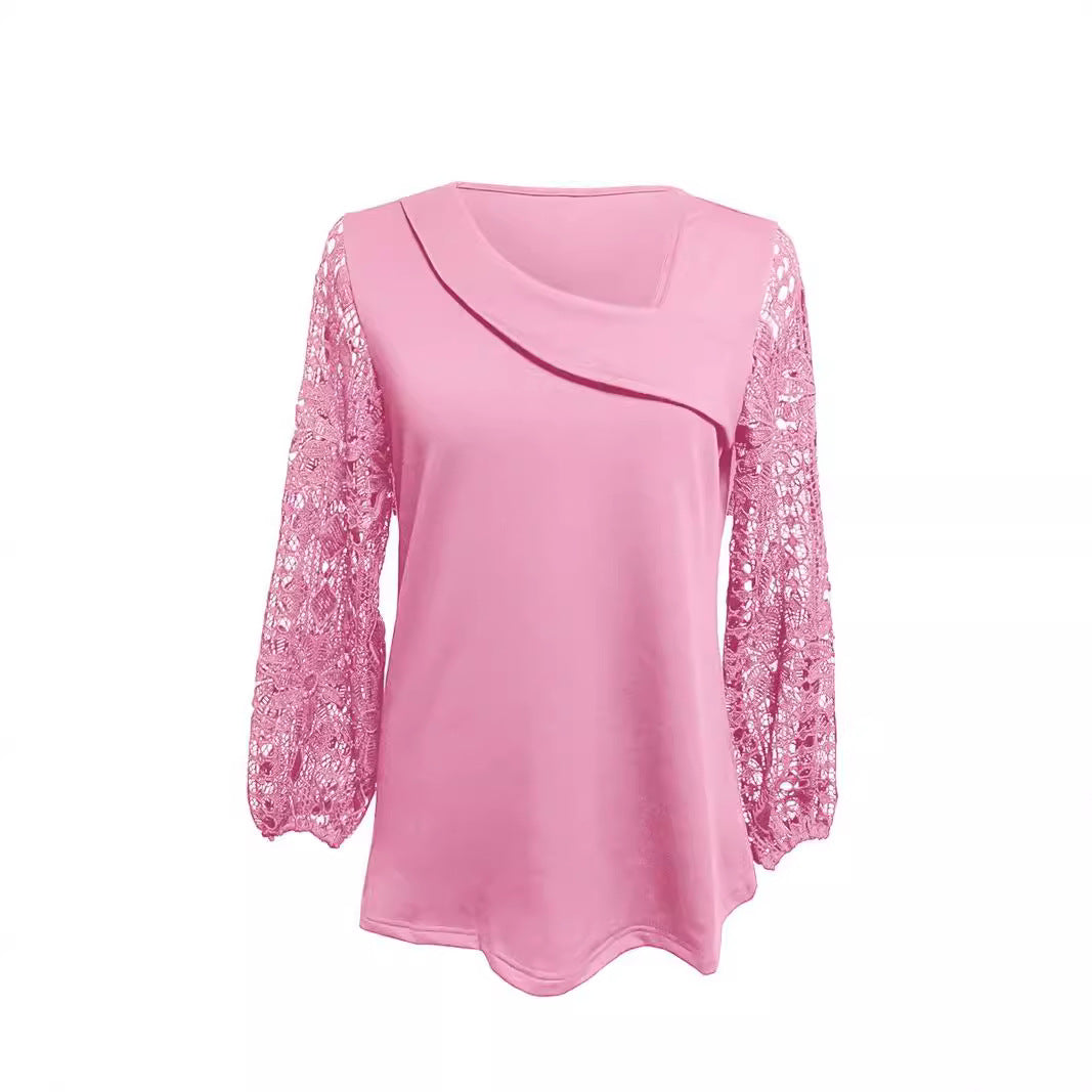 Damen Designer Bluse mit Spitzeneinsätzen und elegantem Schnitt Drune