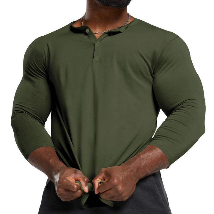 Herren Langarmshirt mit Knopfleiste und modischem Schnitt Drune