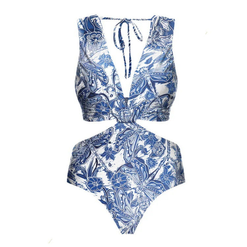 Damen Badeanzug-Set mit elegantem Wickelrock und modischem Floral-Design Drune