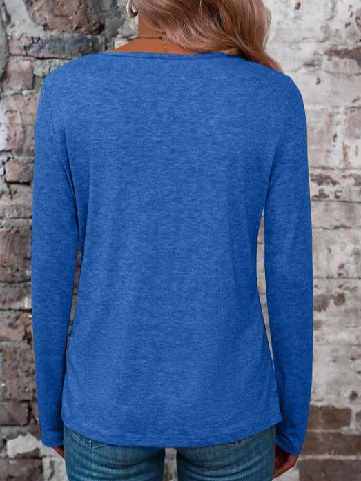 Damen langärmliges Shirt mit Kreuz-Ausschnitt Drune