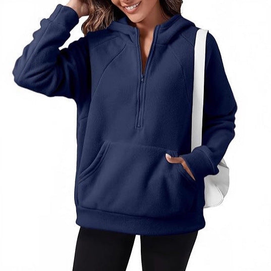Damen Fleece Kapuzenshirt mit praktischer Kängurutasche Drune