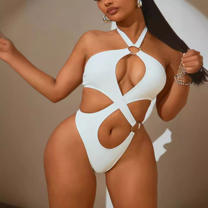 Damen Designer-Bikini mit asymmetrischem Schnitt und Ringdetails Drune