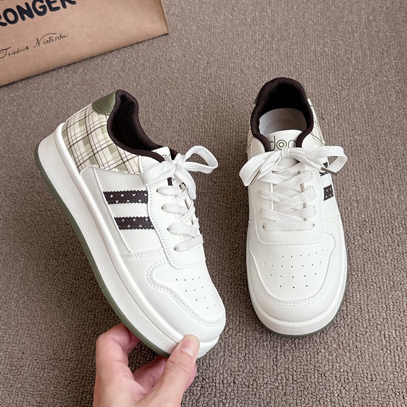 Damen modische Sneakers mit kariertem Einsätzen und gepolsterter Sohle Drune