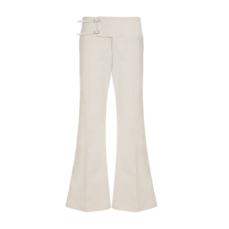 Damen Flared Pants mit modischem Taillengürtel Drune