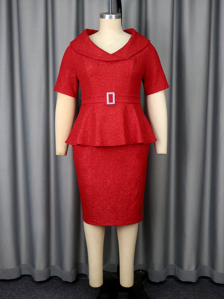 Damen figurbetontes Peplum-Kleid mit Raffinierter Taillierung Drune