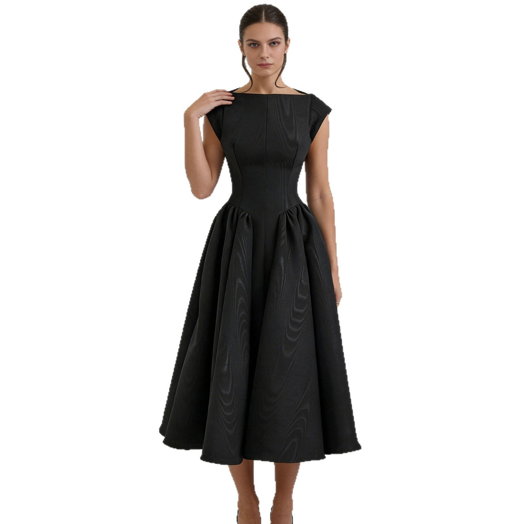 Damen Elegantes A-Linien Kleid mit breitem Saum und tailliertem Oberteil Drune