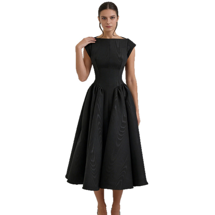 Damen Elegantes A-Linien Kleid mit breitem Saum und tailliertem Oberteil Drune
