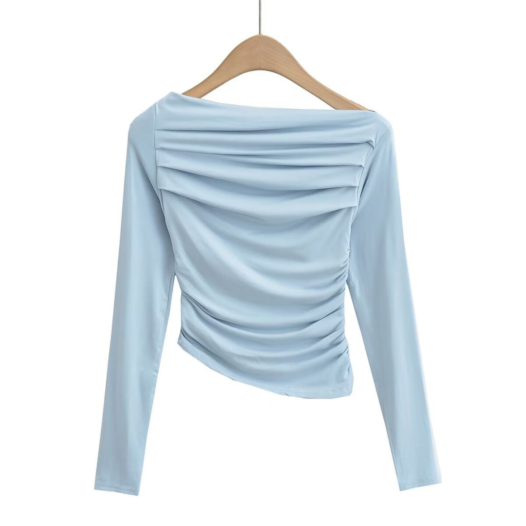 Damen Langarmshirt mit eleganter Drapierung Drune