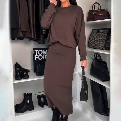 Damen Modisches Sweatshirt und Rock Ensemble Drune