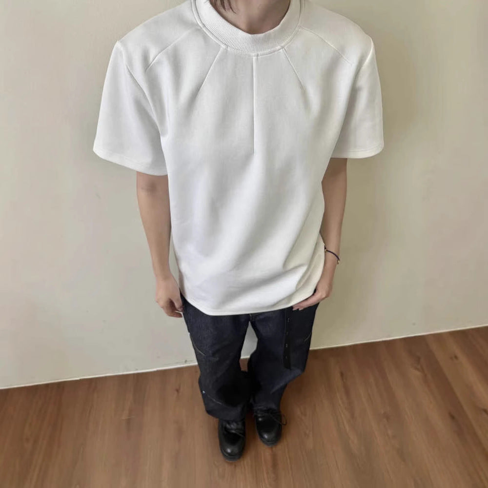 Herren modernes T-Shirt mit hohem Kragen und strukturierter Verarbeitung Drune