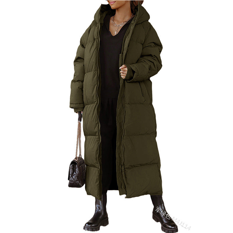 Damen Lange gesteppte Winterjacke Drune