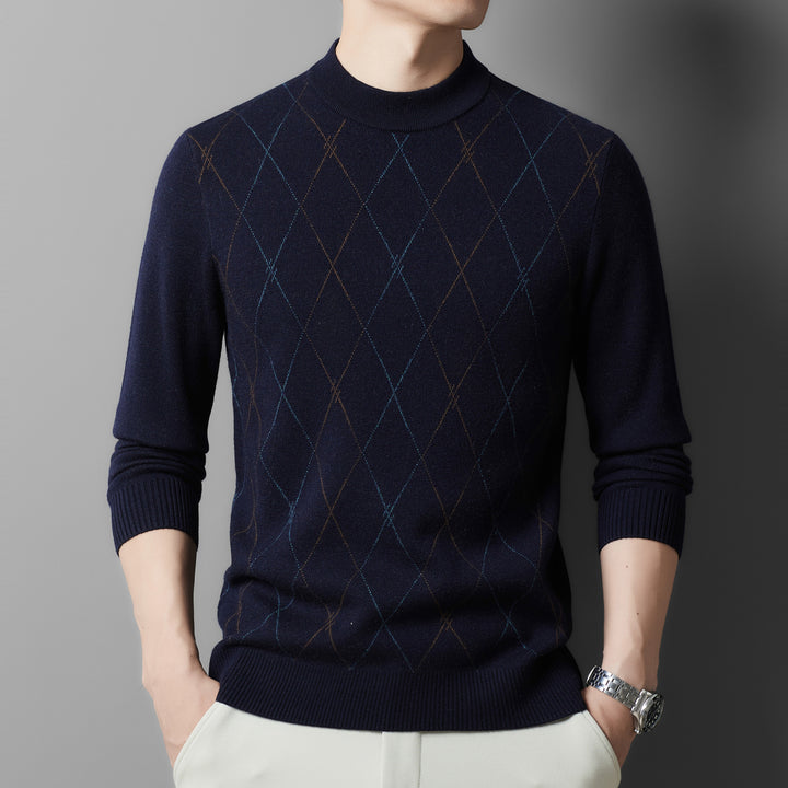 Herren Pullover mit elegantem Rautenmuster aus feiner Wolle Drune