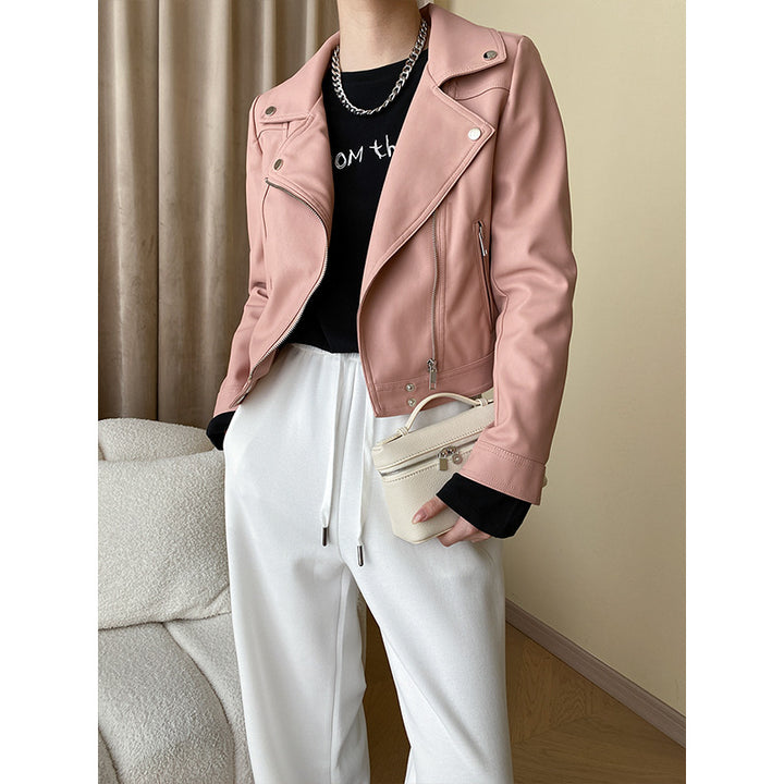 Damen Modische Bikerjacke aus hochwertigem Kunstleder Drune