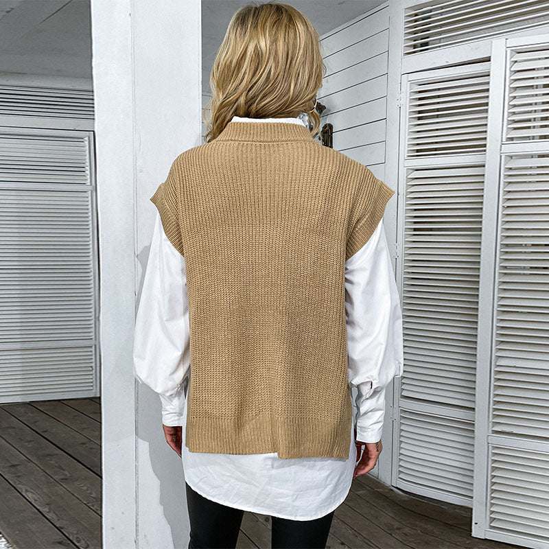 Damen Strickpullover mit hohem Kragen und offenem Schnitt Drune