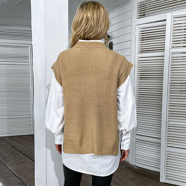 Damen Strickpullover mit hohem Kragen und offenem Schnitt Drune