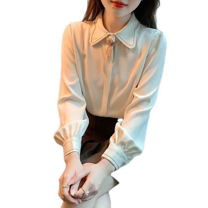 Damen Bluse mit eleganter Schleife und klassischem Kragenschnitt Drune