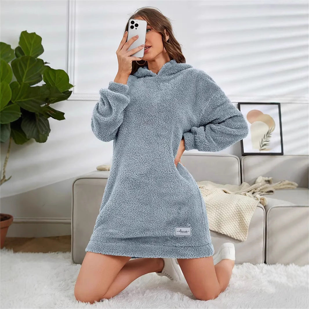 Damen Kuscheliges Hoodie-Kleid Drune