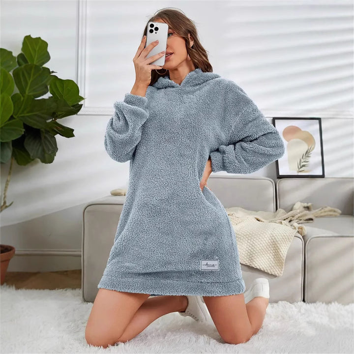 Damen Kuscheliges Hoodie-Kleid Drune