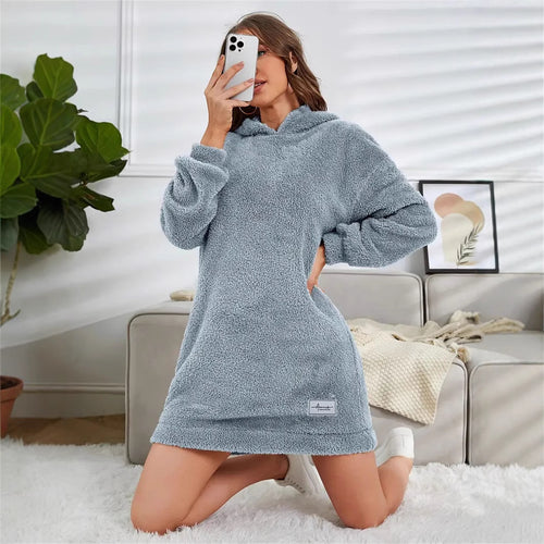 Damen Kuscheliges Hoodie-Kleid Drune