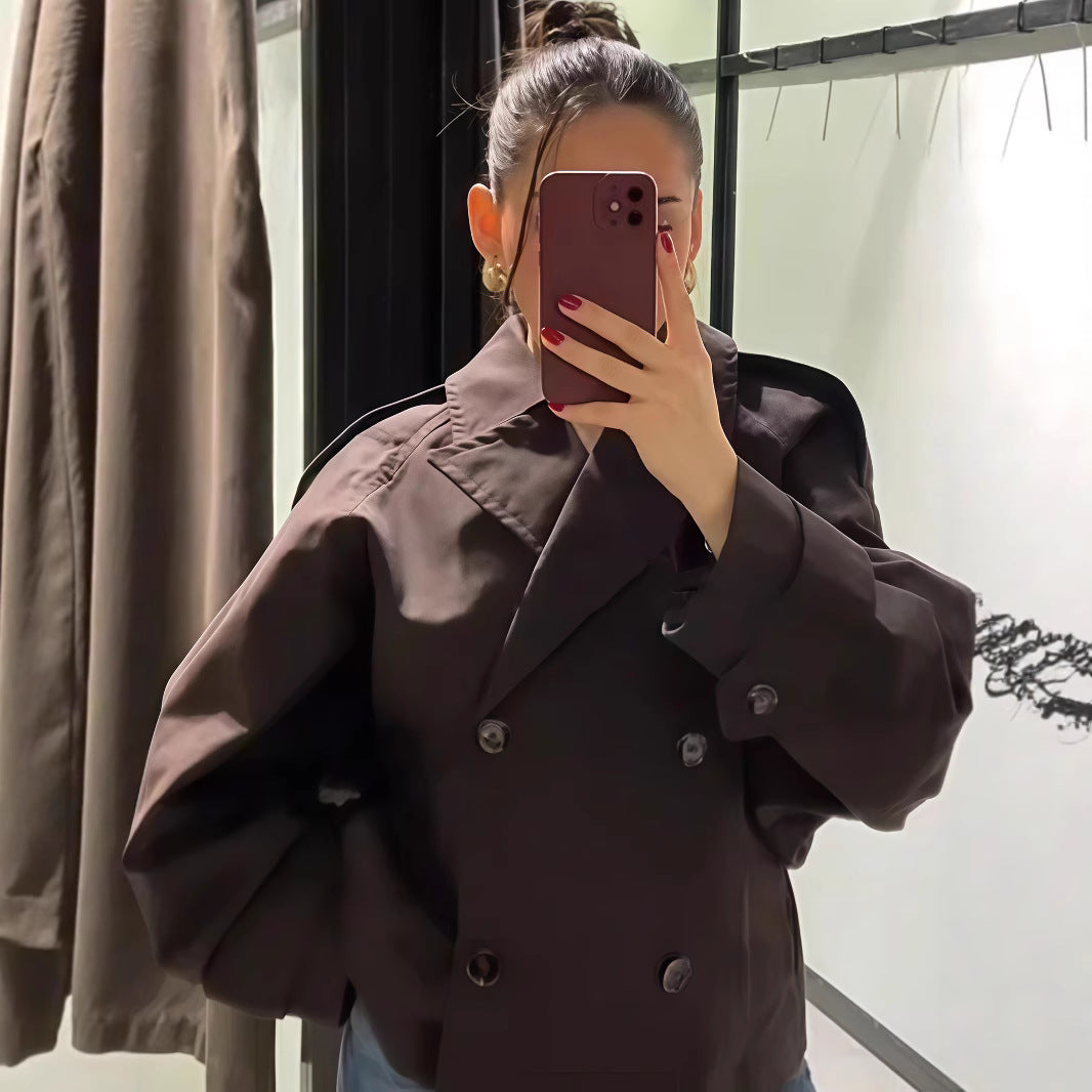 Damen Trenchcoat mit modernem Schnitt und doppelter Knopfreihe Drune