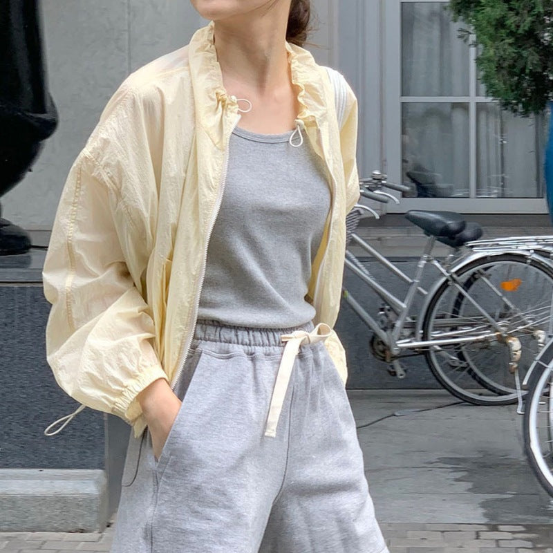 Damen leichte Sommerjacke mit Rüschendetails Drune