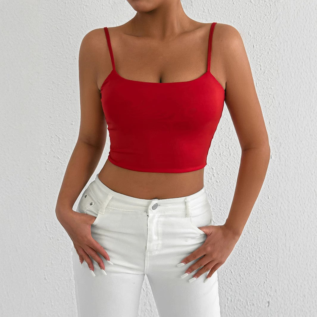Damen Crop-Top mit verstellbaren Spaghetti-Trägern und figurbetontem Schnitt Drune