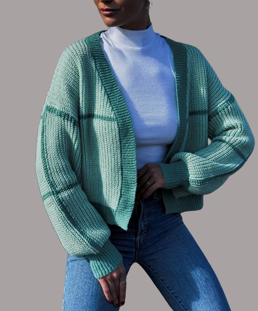 Damen Strickjacke mit lässigem Schnitt und voluminösen Ärmeln Drune