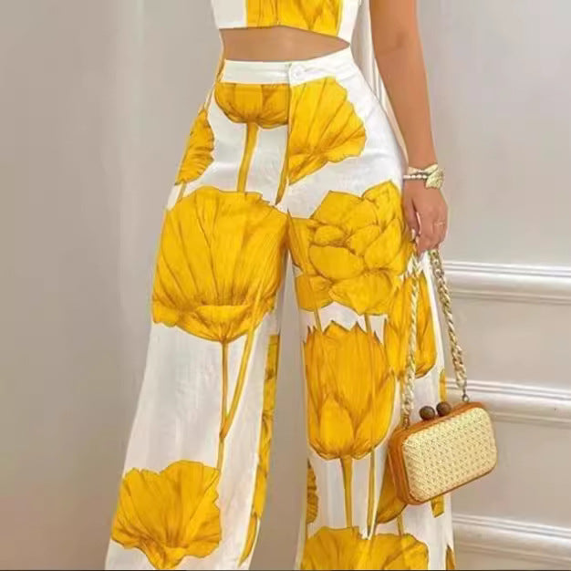 Damen Zweiteiliges Set mit floralem Design und schickem Bustier Drune