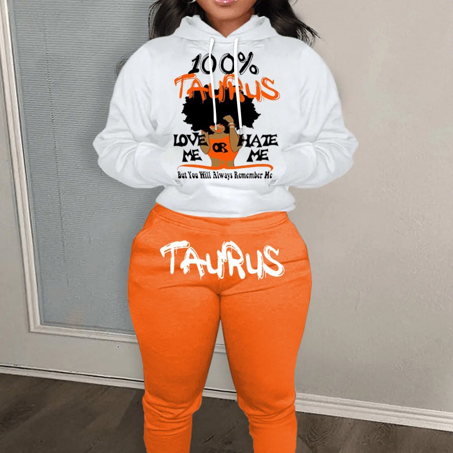 Damen Hoodie- und Jogginghose-Set mit einzigartigem Astrologie-Motiv Drune