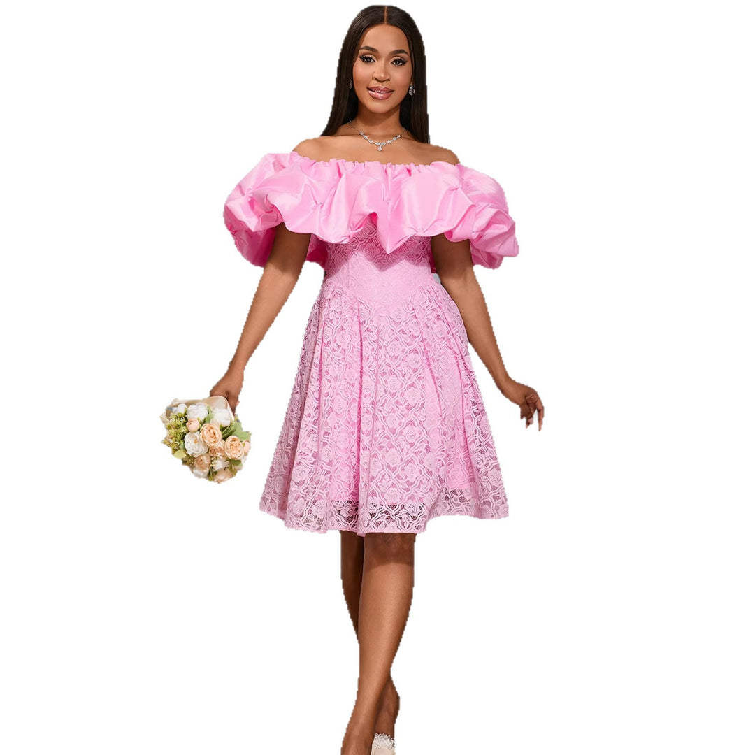 Damen Cocktailkleid mit voluminösem Rüschensaum Drune