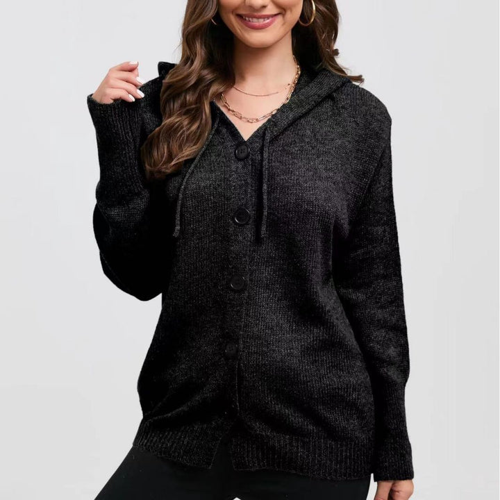Drune | Strickjacke mit Kapuze Strickstoff Lässige Passform Knopfverschluss