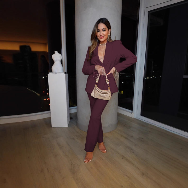Damen Eleganter Blazer und Hosenanzug mit schickem Schnitt Drune