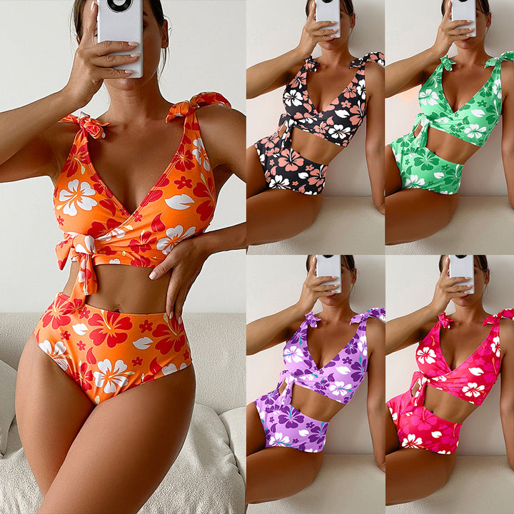 Damen Hochtaillierter Blumen-Bikini-Set Drune